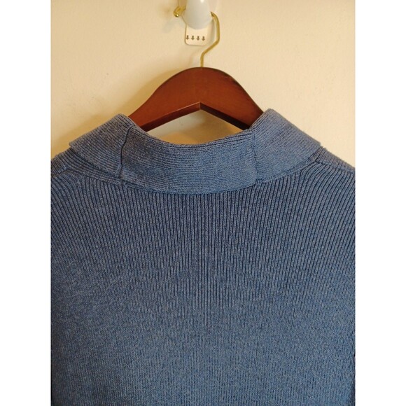 J. Jill Turtleneck Sweater Womens M Blue Pullover Cable Knit Ribbed Longsleeve - Picture 6 of 11